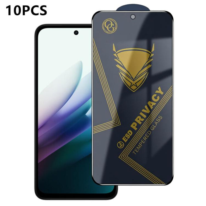 10 láminas de vidrio templado antiestático con impresión serigráfica de alto contenido de aluminio OG Golden Armor para privacidad, For Redmi K90 Max, For Xiaomi Poco C81x 4G, For Xiaomi Poco C81 Pro 4G, For Redmi R70m, For Redmi R70                   ...