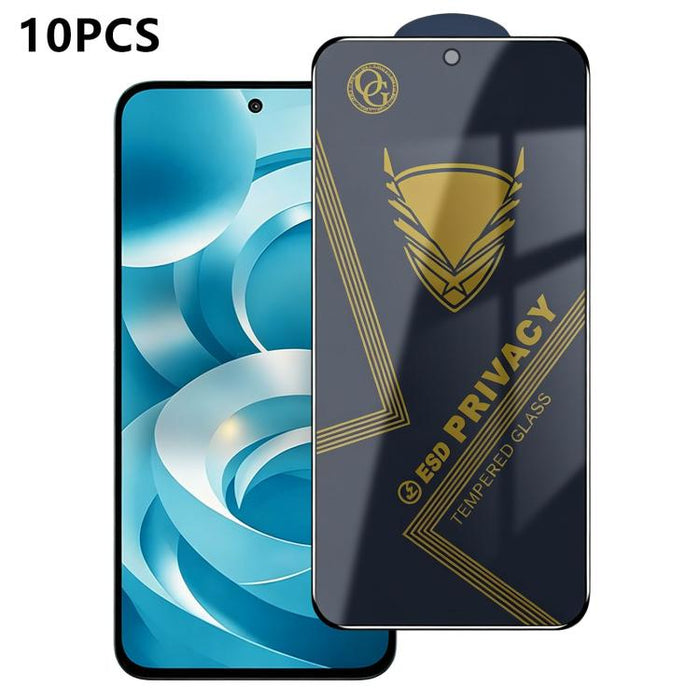 10 láminas de vidrio templado antiestático con impresión serigráfica de alto contenido de aluminio OG Golden Armor para privacidad, For Redmi K90 Max, For Xiaomi Poco C81x 4G, For Xiaomi Poco C81 Pro 4G, For Redmi R70m, For Redmi R70                   ...