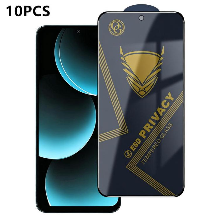 10 láminas de vidrio templado antiestático con impresión serigráfica de alto contenido de aluminio OG Golden Armor para privacidad, For Redmi K90 Max, For Xiaomi Poco C81x 4G, For Xiaomi Poco C81 Pro 4G, For Redmi R70m, For Redmi R70                   ...