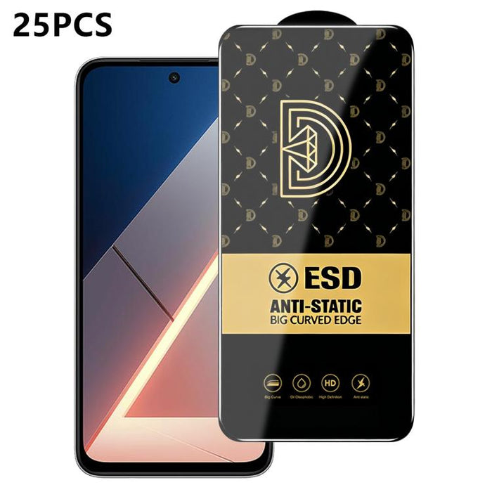 25 láminas de vidrio templado HD antiestáticas con serigrafía Royal Diamond, For Redmi K90 Max, For Xiaomi Poco C81x 4G, For Xiaomi Poco C81 Pro 4G, For Redmi R70m, For Redmi R70, For Xiaomi Poco C85x 5G, For Redmi 15a 5G, For Redmi A7 Pro 4G 171mm    ...