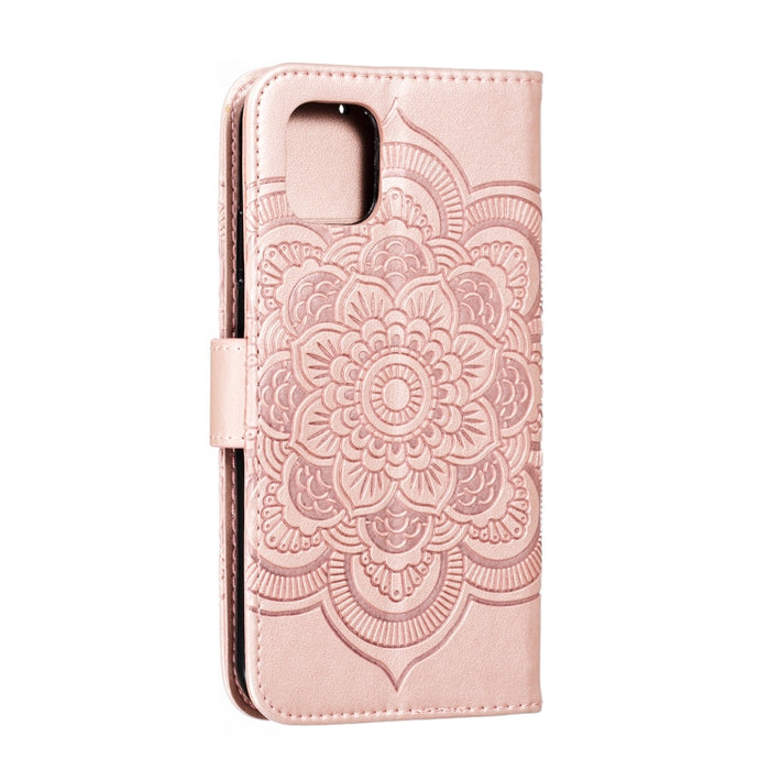 Estuche de cuero con tapa horizontal con estampado de mandala en relieve para iPhone XIR (2019), con soporte y ranuras para tarjetas, billetera, marco de fotos y cordón, For iPhone 11