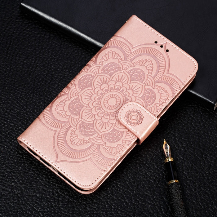 Estuche de cuero con tapa horizontal con estampado de mandala en relieve para iPhone XIR (2019), con soporte y ranuras para tarjetas, billetera, marco de fotos y cordón, For iPhone 11