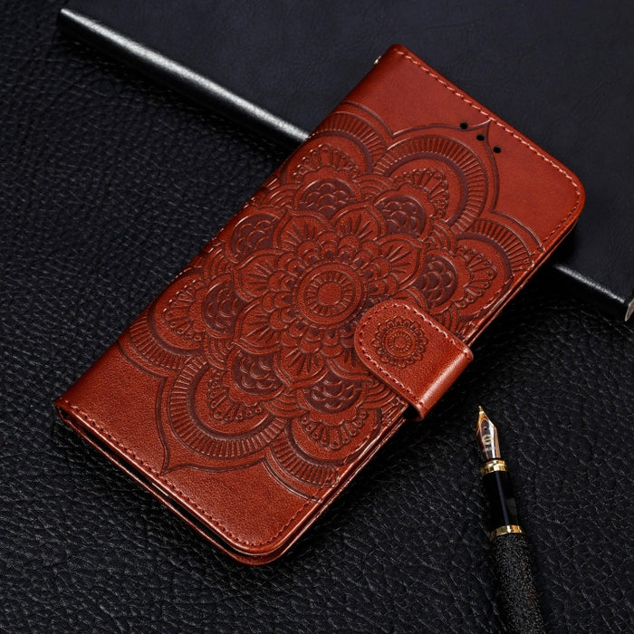 Estuche de cuero con tapa horizontal con estampado de mandala en relieve para iPhone XIR (2019), con soporte y ranuras para tarjetas, billetera, marco de fotos y cordón, For iPhone 11