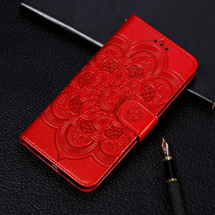 Estuche de cuero con tapa horizontal con estampado de mandala en relieve para iPhone XIR (2019), con soporte y ranuras para tarjetas, billetera, marco de fotos y cordón, For iPhone 11