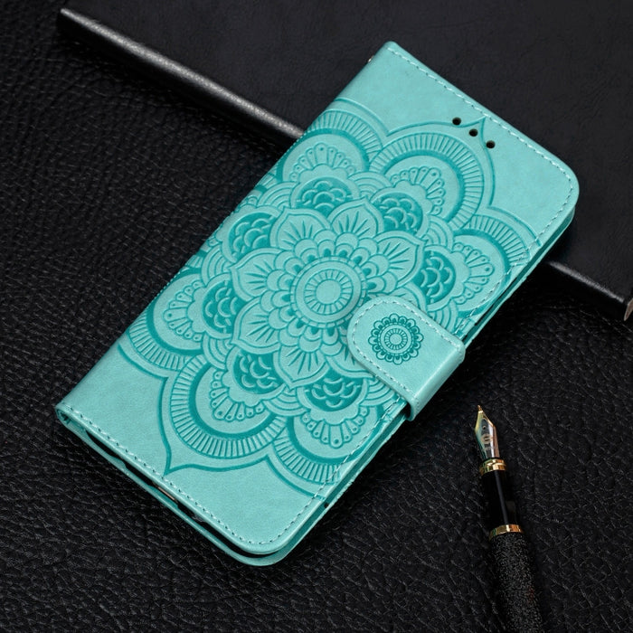 Estuche de cuero con tapa horizontal con estampado de mandala en relieve para iPhone XIR (2019), con soporte y ranuras para tarjetas, billetera, marco de fotos y cordón, For iPhone 11