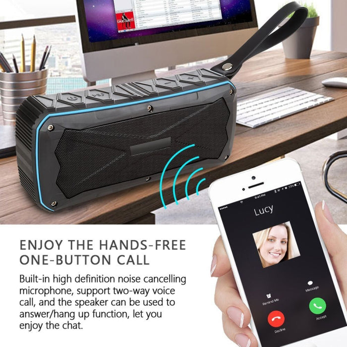 Altavoz portátil Bluetooth estéreo con Supergraves, inalámbricos, compatible con IP66, resistente al agua, carga de emergencia, manos libres, TF