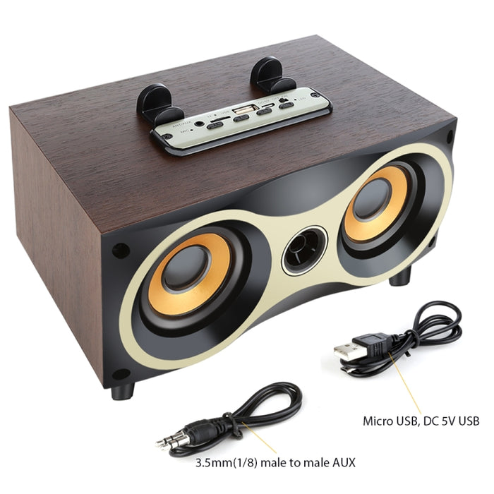 Altavoz inalámbrico de madera portátil, altavoz estéreo con Radio FM, altavoces Bluetooth de escritorio