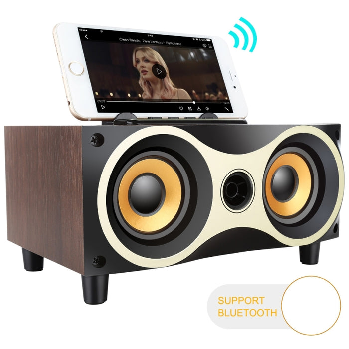 Altavoz inalámbrico de madera portátil, altavoz estéreo con Radio FM, altavoces Bluetooth de escritorio