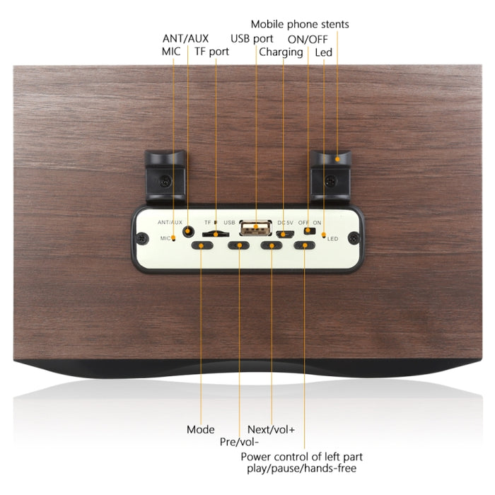 Altavoz inalámbrico de madera portátil, altavoz estéreo con Radio FM, altavoces Bluetooth de escritorio