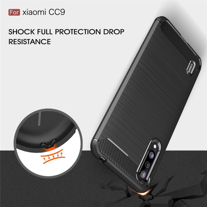 Funda de TPU de fibra de carbono con textura cepillada para Xiaomi Mi CC9