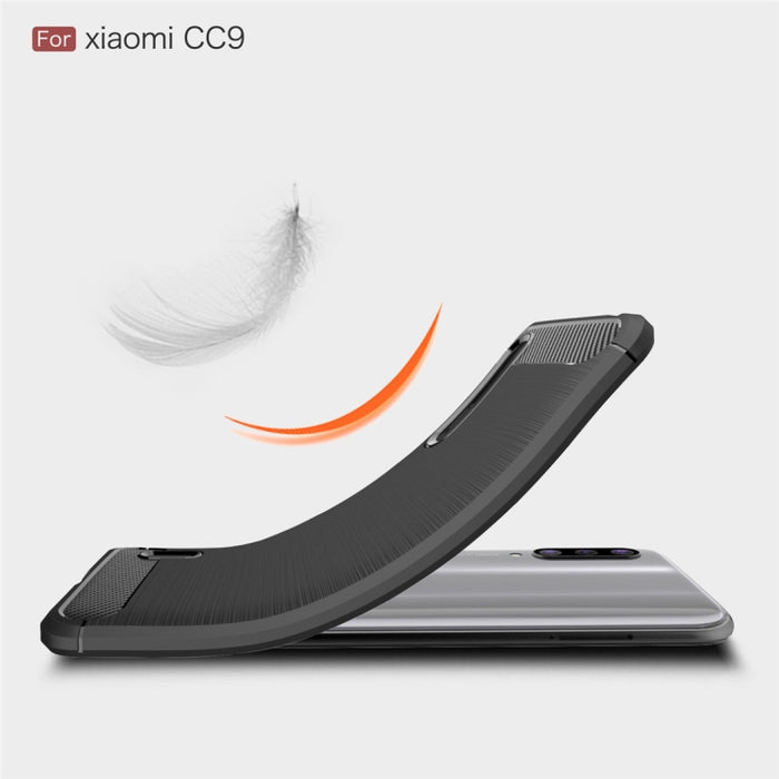 Funda de TPU de fibra de carbono con textura cepillada para Xiaomi Mi CC9