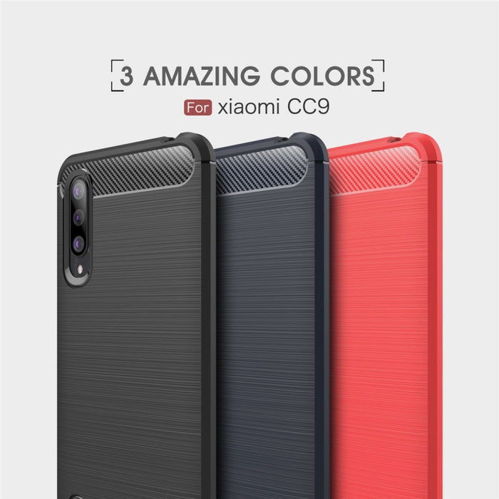 Funda de TPU de fibra de carbono con textura cepillada para Xiaomi Mi CC9