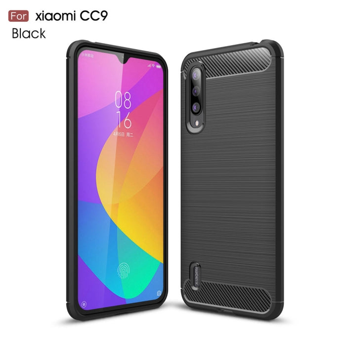 Funda de TPU de fibra de carbono con textura cepillada para Xiaomi Mi CC9