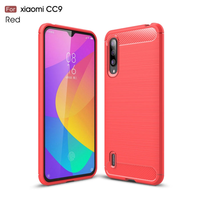 Funda de TPU de fibra de carbono con textura cepillada para Xiaomi Mi CC9