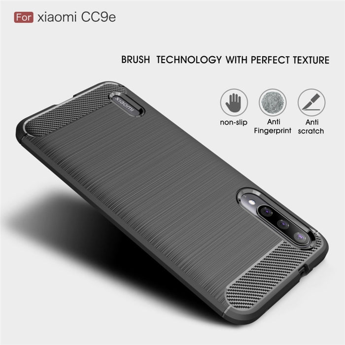 Funda de TPU de fibra de carbono con textura cepillada para Xiaomi Mi CC9e / Xiaomi A3, For Xiaomi Mi CC9e