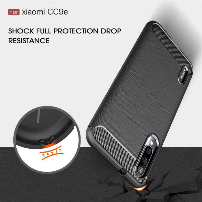 Funda de TPU de fibra de carbono con textura cepillada para Xiaomi Mi CC9e / Xiaomi A3, For Xiaomi Mi CC9e