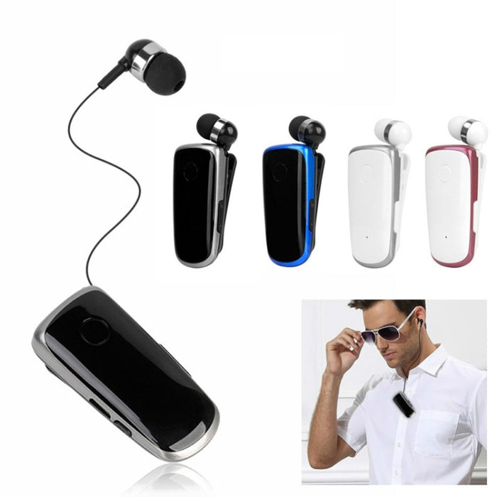 K39 Auricular inalámbrico Bluetooth CSR DSP chip In-Ear Alerta vibratoria Usar clip Manos libres Auricular, BLACK, WHITE, BLUE, ROSE RED
