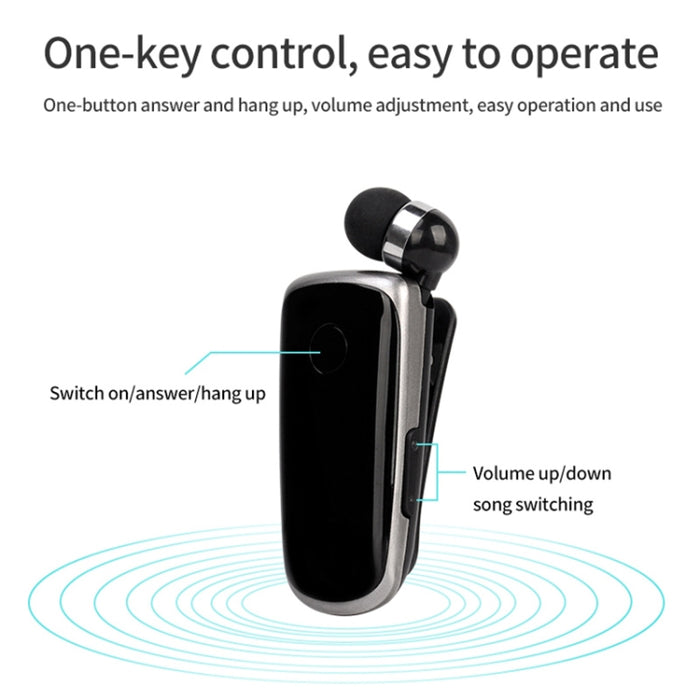 K39 Auricular inalámbrico Bluetooth CSR DSP chip In-Ear Alerta vibratoria Usar clip Manos libres Auricular, BLACK, WHITE, BLUE, ROSE RED