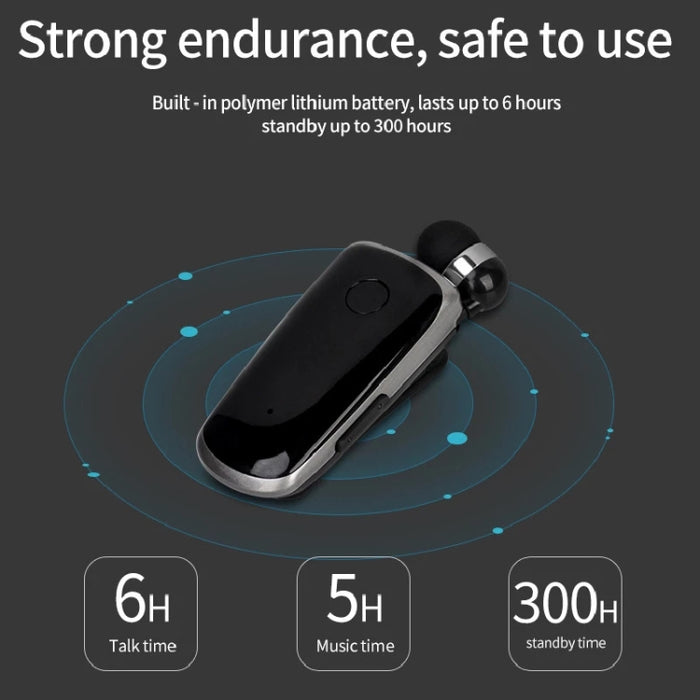 K39 Auricular inalámbrico Bluetooth CSR DSP chip In-Ear Alerta vibratoria Usar clip Manos libres Auricular, BLACK, WHITE, BLUE, ROSE RED