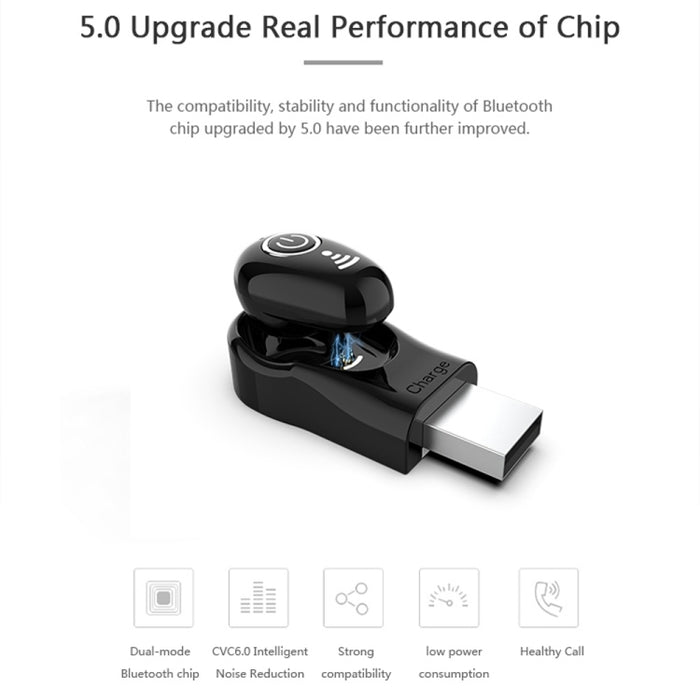 S650 Base de carga de segunda generación Mini auricular Bluetooth Auriculares inalámbricos Negocios Invisible Manos libres Auriculares intrauditivos con micrófono