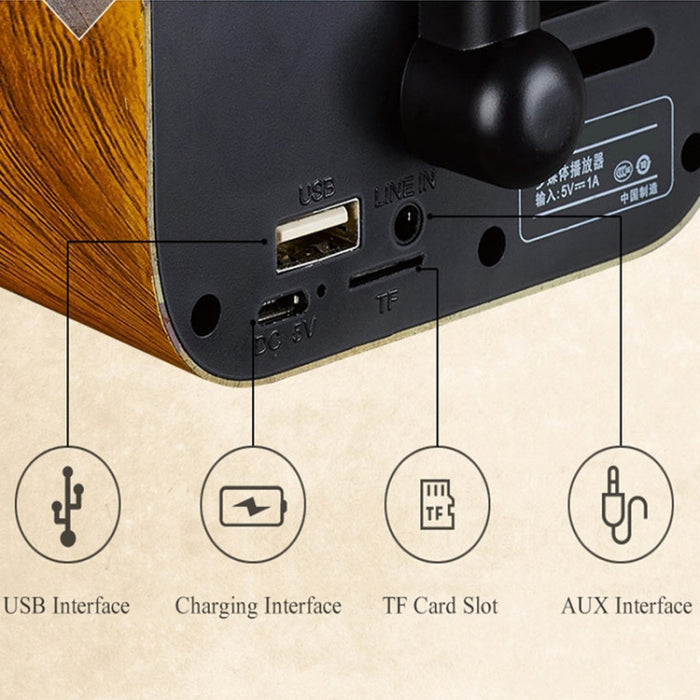 Mini altavoz portátil de madera Retro con Bluetooth, altavoz inalámbrico para exteriores, sistema de sonido, TF, Radio FM, Subwoofer de música