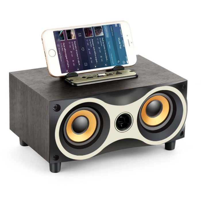 X6 Altavoz inalámbrico de madera portátil Subwoofer Stero Altavoces Bluetooth Radio FM Escritorio