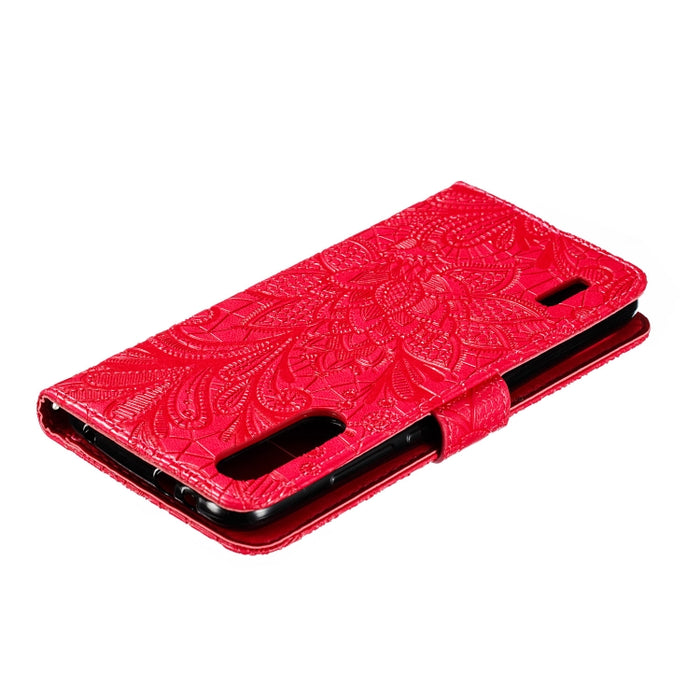 Funda de cuero con tapa horizontal con estampado de flores de encaje para Xiaomi Mi CC9e / A3, con soporte y ranuras para tarjetas y billetera y marco de fotos y cordón, For Xiaomi Mi CC9e