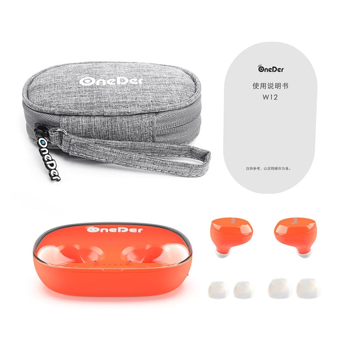 OneDer W12 Auricular inalámbrico con impermeable IPX5 HD Sonido estéreo TWS Auricular Bluetooth