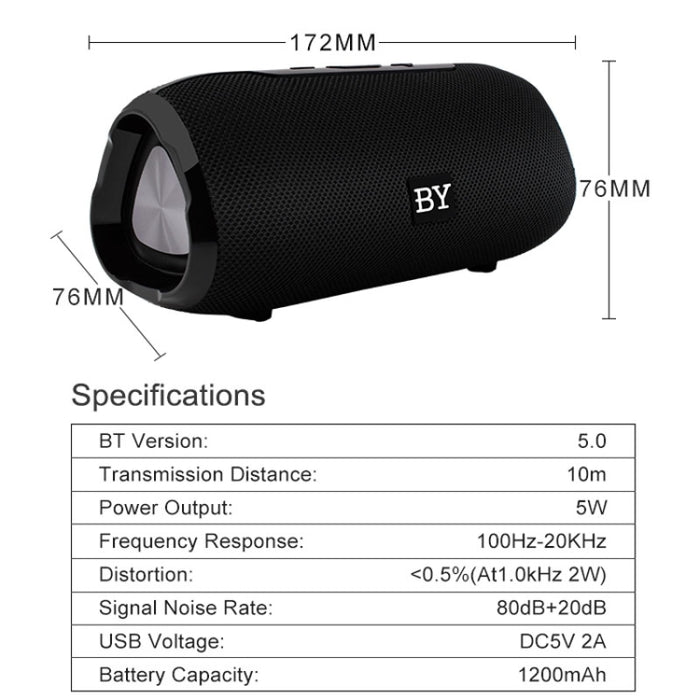 BY Altavoz Bluetooth portátil Altavoz inalámbrico a prueba de agua Sistema de sonido envolvente de música estéreo 3D Altavoces para exteriores Soporte TF AUX