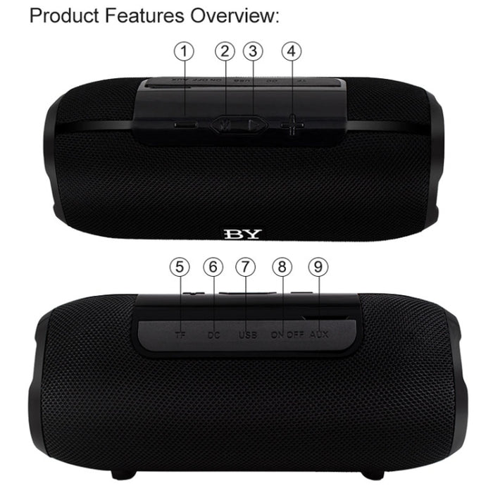 BY Altavoz Bluetooth portátil Altavoz inalámbrico a prueba de agua Sistema de sonido envolvente de música estéreo 3D Altavoces para exteriores Soporte TF AUX