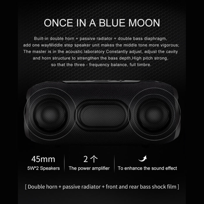 BY Altavoz Bluetooth portátil Altavoz inalámbrico a prueba de agua Sistema de sonido envolvente de música estéreo 3D Altavoces para exteriores Soporte TF AUX