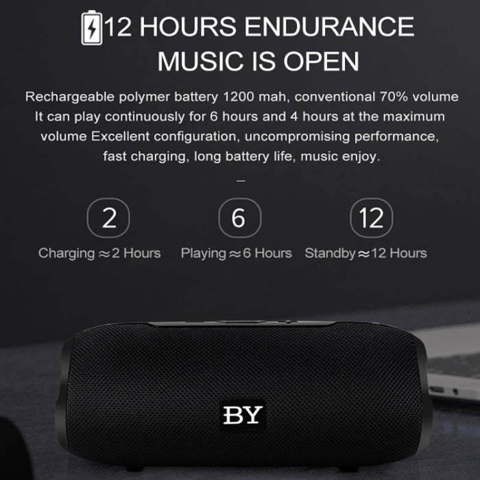 BY Altavoz Bluetooth portátil Altavoz inalámbrico a prueba de agua Sistema de sonido envolvente de música estéreo 3D Altavoces para exteriores Soporte TF AUX