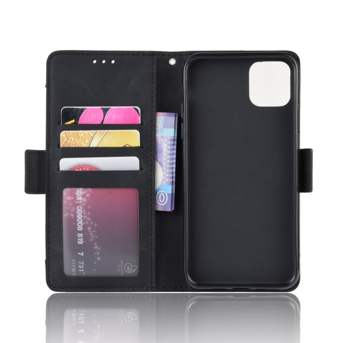 Estuche de cuero con patrón de piel de becerro estilo billetera para iPhone XIR 2019, con ranura para tarjeta separada, For iPhone 11