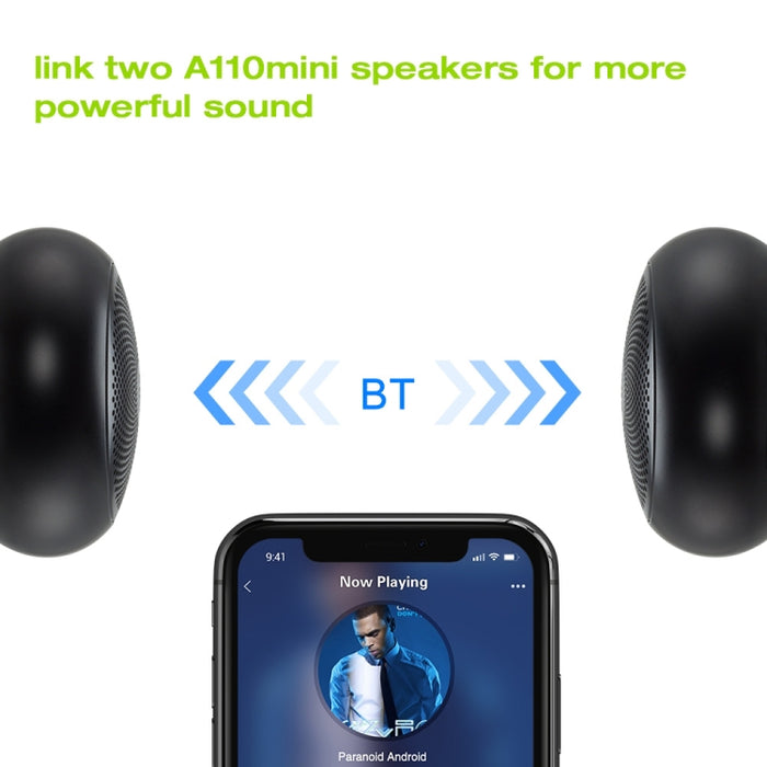 EWA A110mini Altavoz Bluetooth de alta ocultación Bajo de alta potencia de tamaño pequeño, tecnología Bluetooth TWS, soporte TF