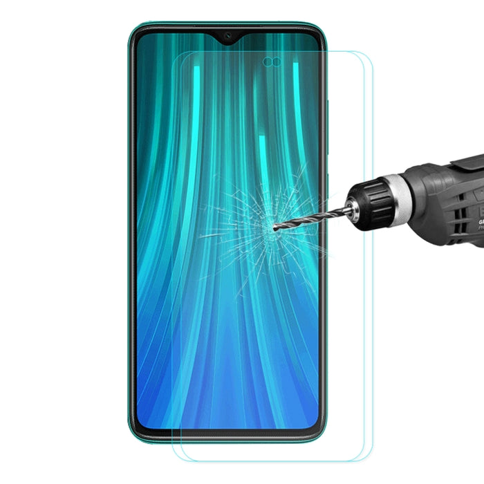 2 PCS ENKAY Hat-prince 0.26mm 9H 2.5D Película de vidrio templado de borde curvo para, Galaxy A10s, Xiaomi Redmi Note 8 Pro, Xiaomi Redmi Note 8
