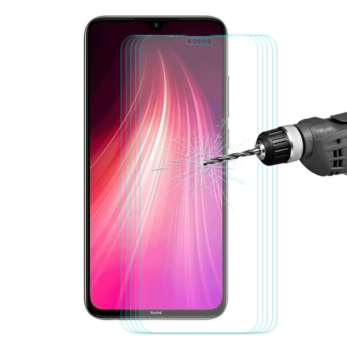 5 PCS ENKAY Hat-prince 0.26mm 9H 2.5D Película de vidrio templado de borde curvo para, Galaxy A10s, Xiaomi Redmi Note 8 Pro, Xiaomi Redmi Note 8