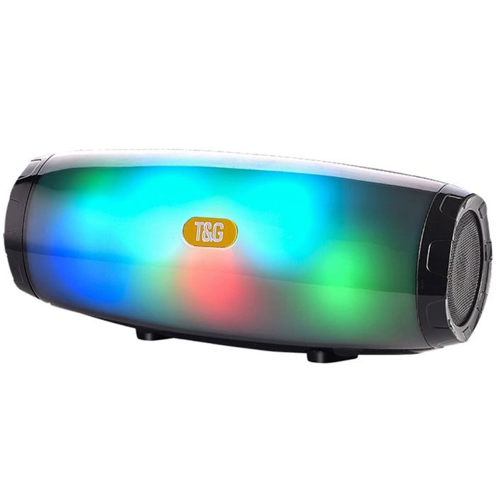 T & G TG165 5W * 2 Altavoz inalámbrico portátil con luz intermitente LED de baile Mp3 AUX USB Radio FM Estéreo Subwoofer