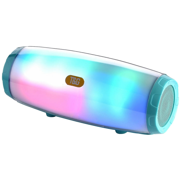 T & G TG165 5W * 2 Altavoz inalámbrico portátil con luz intermitente LED de baile Mp3 AUX USB Radio FM Estéreo Subwoofer