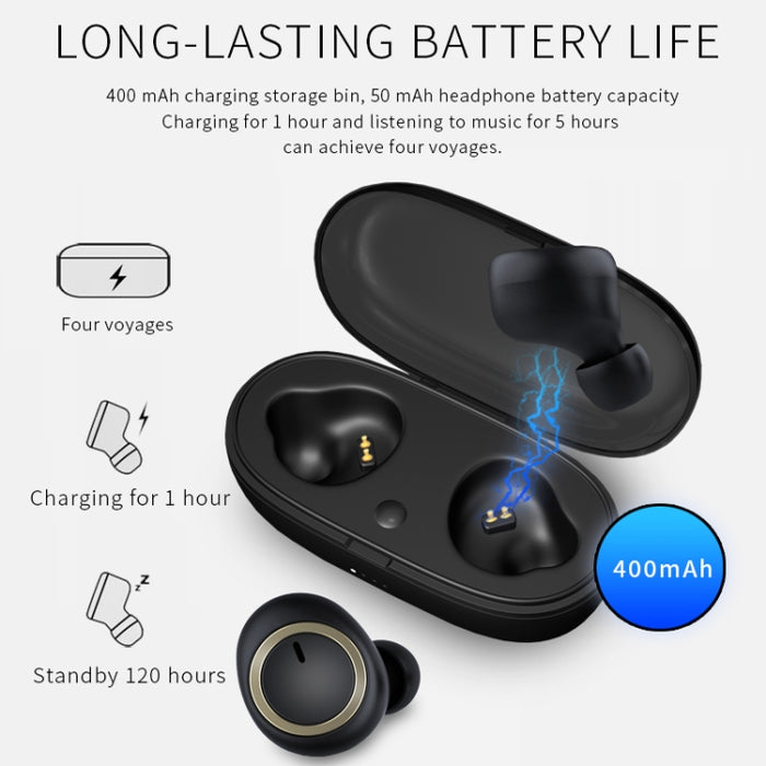 TWS-A1 Auriculares Bluetooth 5.0 True Wireless Mini Invisible Sports Running Music Auriculares con caja de carga Mic