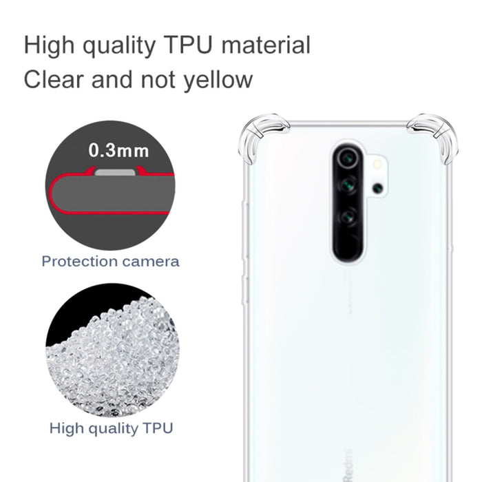 Para Xiaomi Redmi Note 8 Pro Funda de teléfono de TPU transparente ultrafina anticaída de cuatro esquinas