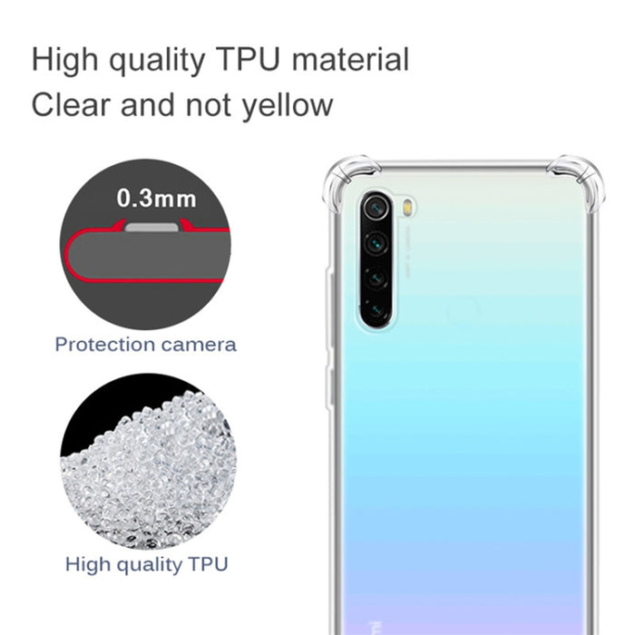 Para Xiaomi Redmi Note 8 Funda de teléfono TPU transparente ultrafina anticaída de cuatro esquinas