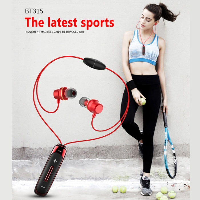 BT315 Sport Auriculares Bluetooth Auriculares estéreo inalámbricos Bluetooth 4.1 Auricular con micrófono Sport Bass Collar magnético Auricular