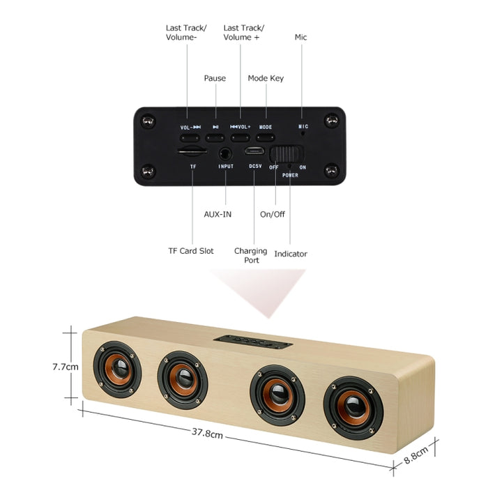 W8 Bluetooth 4.2 Altavoz Cuatro altavoces Super Bass Subwoofer con micrófono Soporte de tarjeta TF de 3,5 mm