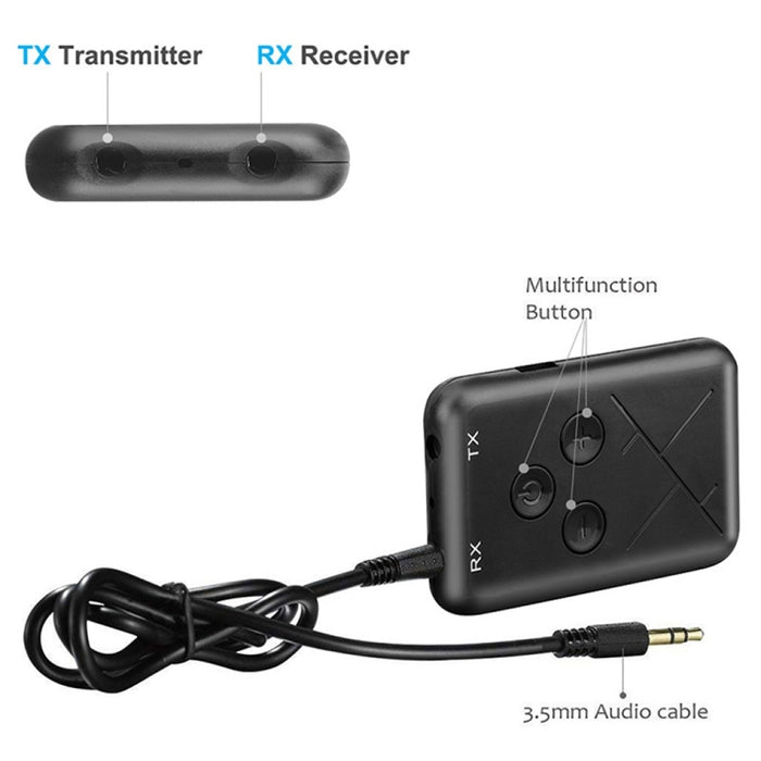 JDEX-TX10 Adaptador de transmisor y receptor de audio inalámbrico 2 en 1 de 3,5 mm Bluetooth 4.2