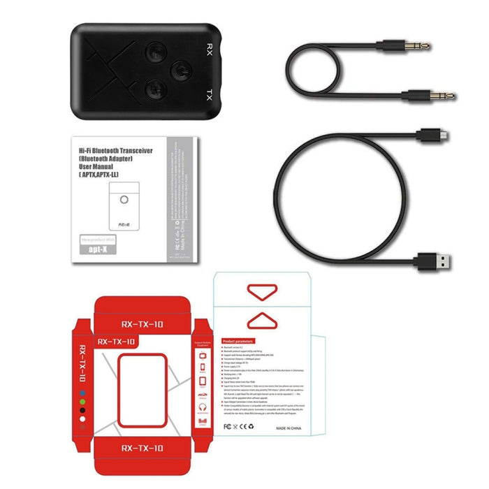 JDEX-TX10 Adaptador de transmisor y receptor de audio inalámbrico 2 en 1 de 3,5 mm Bluetooth 4.2