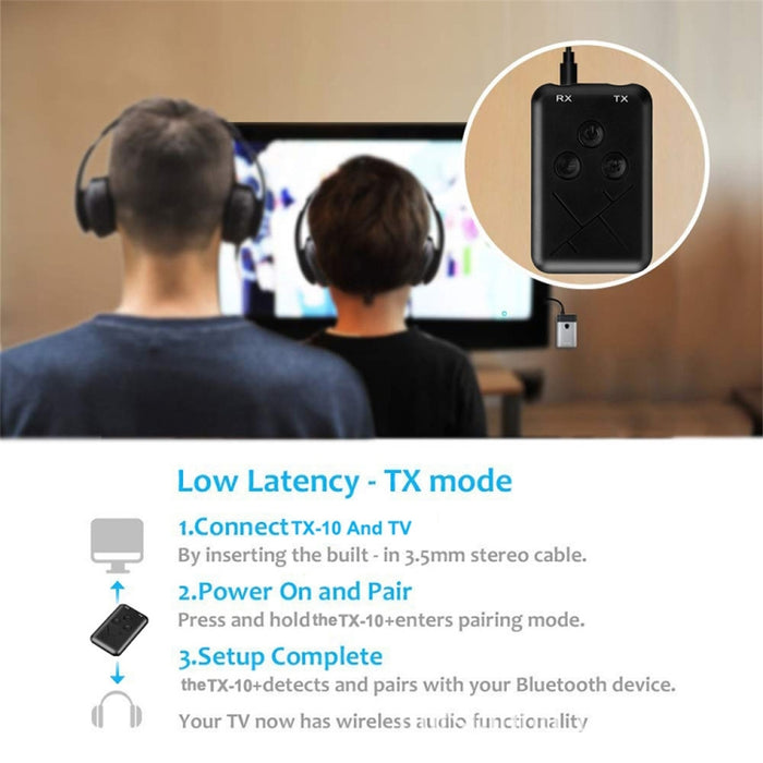 JDEX-TX10 Adaptador de transmisor y receptor de audio inalámbrico 2 en 1 de 3,5 mm Bluetooth 4.2