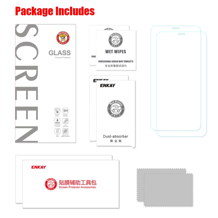 2 PCS ENKAY Hat-prince 0.26mm 9H 2.5D Película de vidrio templado de borde curvo, For iPhone 11 / iPhone XR, For iPhone 11 Pro, For iPhone 11 Pro Max