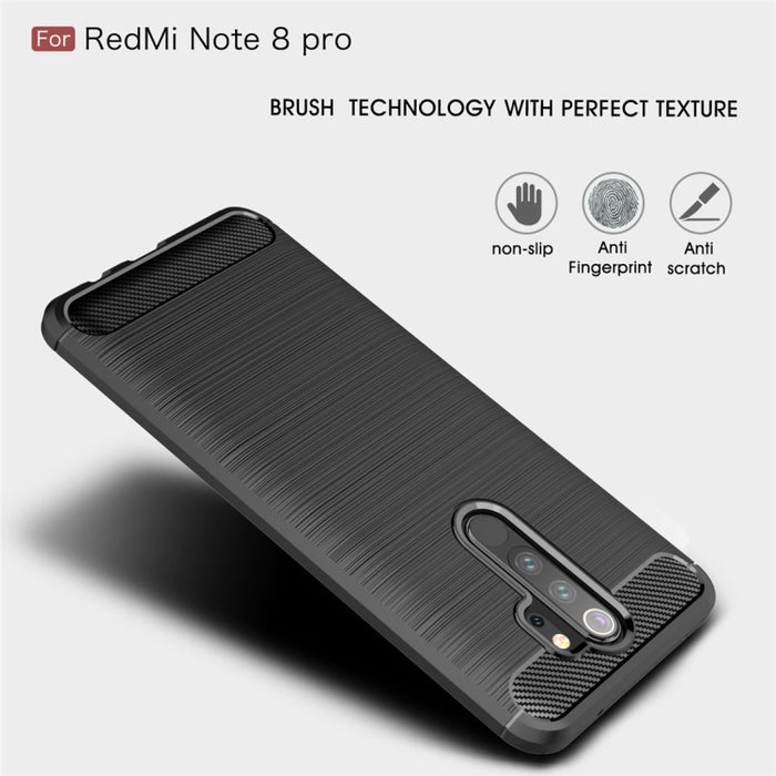 Para Xiaomi Redmi Note 8 Pro Estuche de TPU de fibra de carbono con textura cepillada, For Redmi Note 8 Pro