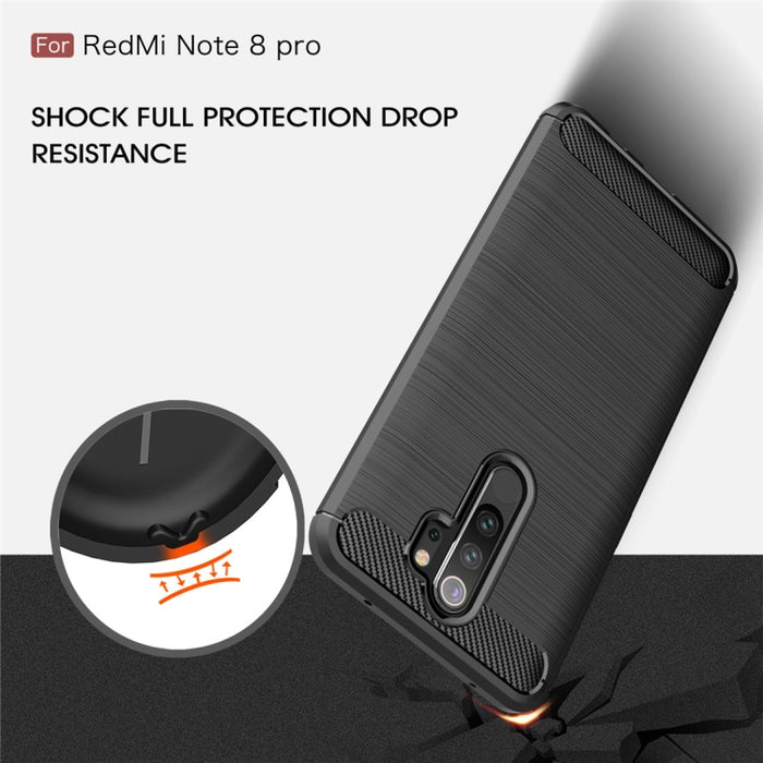 Para Xiaomi Redmi Note 8 Pro Estuche de TPU de fibra de carbono con textura cepillada, For Redmi Note 8 Pro