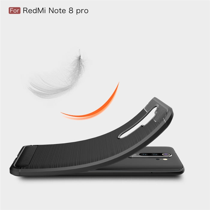 Para Xiaomi Redmi Note 8 Pro Estuche de TPU de fibra de carbono con textura cepillada, For Redmi Note 8 Pro